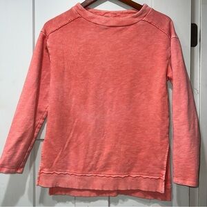 Anthropologie Pilcro Imogen Oversize Sweatshirt Coral Distressed Cotton XS